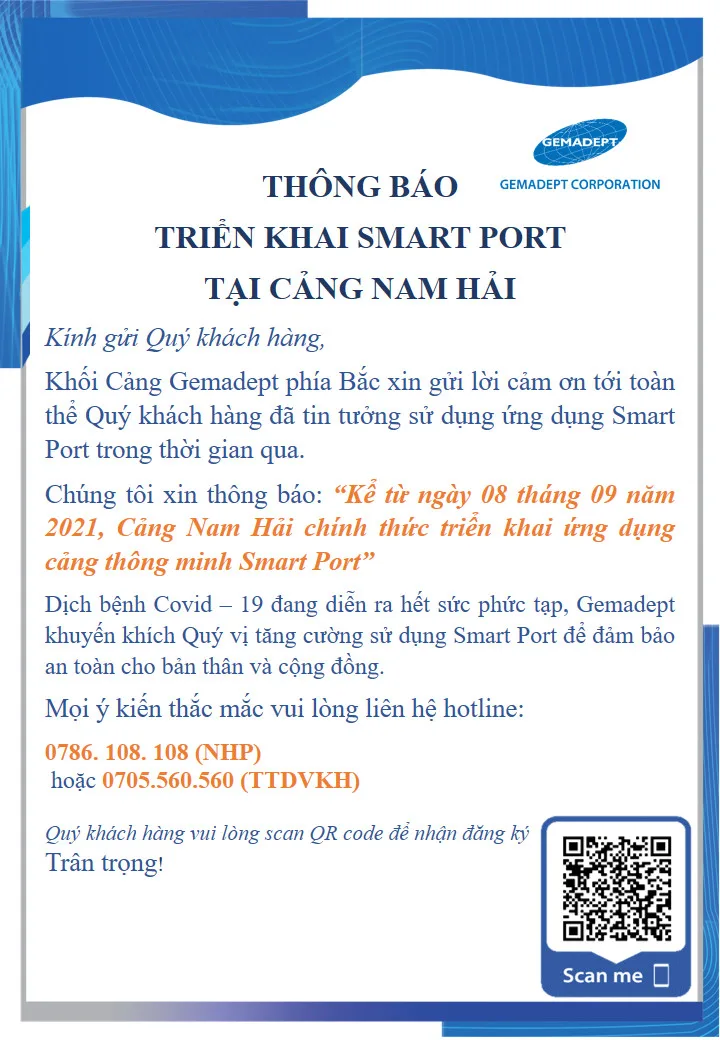 Cảng Nam Hải chính thức triển khai ứng dụng cảng thông minh SMARTPORT